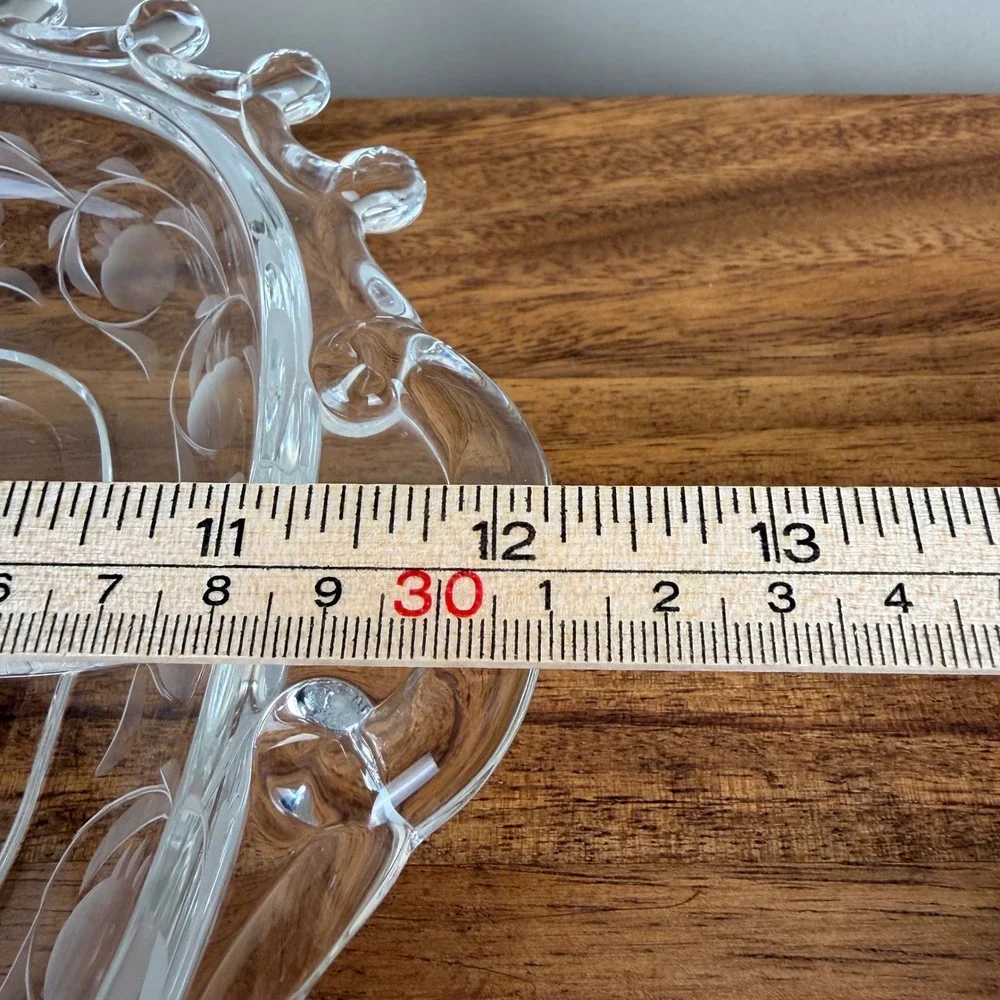 Vintage Heisey Glass Moonglo Lariat Divided Relish Dish Clear Etched 3 Part Tray